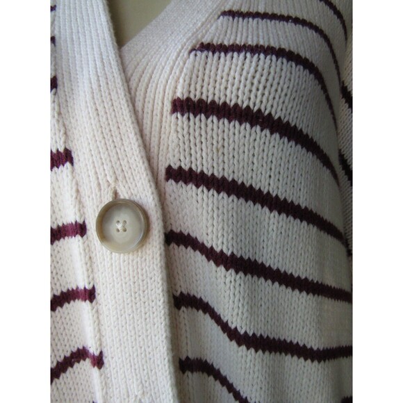 LOFT Cardigan Sweater XL Striped Pockets V-Neck Buttons Chunky 2021 Academia - Picture 11 of 14